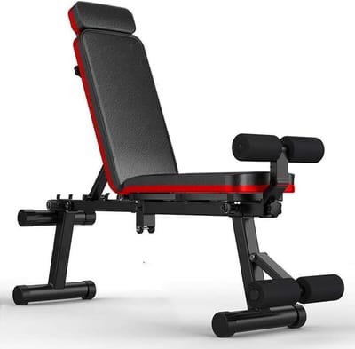 Halter Workout Bank - Verstelbare Trainingsbank - Full Body Workout - Opvouwbaar en Draagbaar - 300 lbs Capaciteit - Rood Zwart
