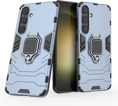 MobyDefend Hoesje - Geschikt voor Samsung Galaxy S24 Plus (S24+) - Dubbelgelaagde Pantsercase Met Standaard - Blauw