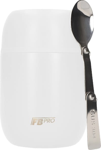 Thermos Voedselcontainer met Lepel - Thermoskan - Voedsel container voor noodles, soep, havermout, ijs, babyvoeding en meer! - Yoghurt beker to go - Thermosbeker voor het meenemen van eten - Wit - 420ml