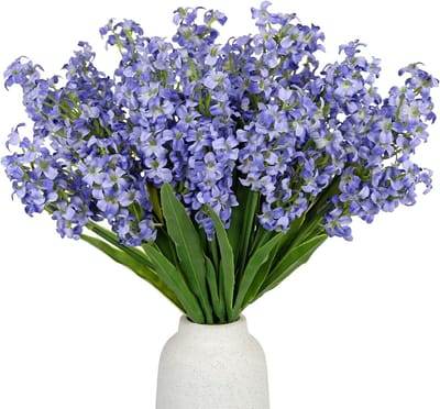 SnelShoppen - 5 Stuks Kleine Kunstbloemen, Lavendel Zijde Bloemen met Stelen, Faux Hyacint Bloem als Centerpiece voor Voorjaarsbloemen en Vazen, Nepp