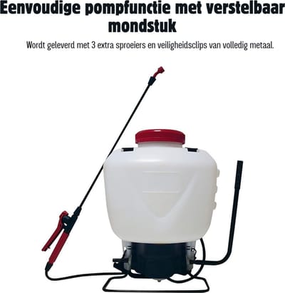 Florixa® Rugspuit – Onkruidspuit Eenvoudige Pompfunctie Met Verstelbaar Mondstuk – Plantensproeier - Rood/Wit - 28cm x 28cm x 13cm