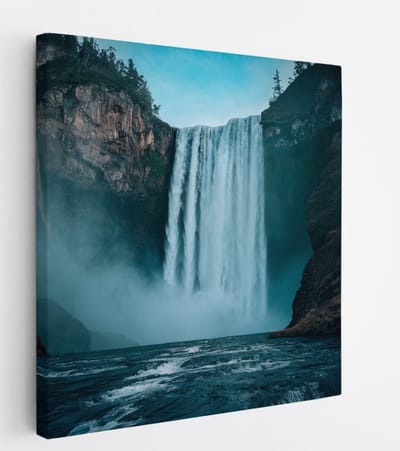 Saammp Canvas Schilderij - Grote Waterval - Landschap - Natuur - 20x20 - Foto op canvas - Wanddecoratie - Muurdecoratie Woonkamer - Slaapkamer decoratie - Canvas Print