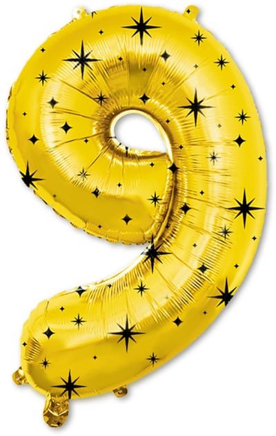 LUQ – Folieballon Cijfer 9 – Goud-Zwart – Verjaardag Decoratie – Cijfer Ballon – Feest Versiering – Helium Geschikt