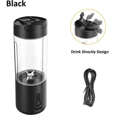 Mini mixeur électrique portable pour jus de fruits et smoothies, rechargeable par USB, mixeur portable pour jus d'orange frais noir