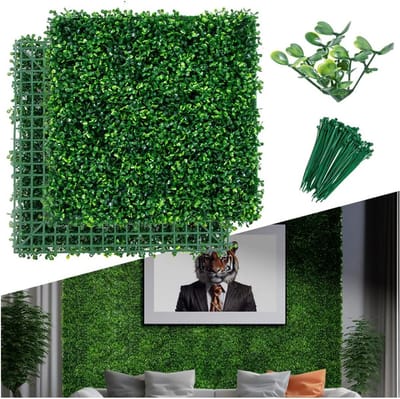 Kunstgras Wandpanelen Set - Realistische Verticale Tuin Decoratie (12 stuks, 10x10 cm)