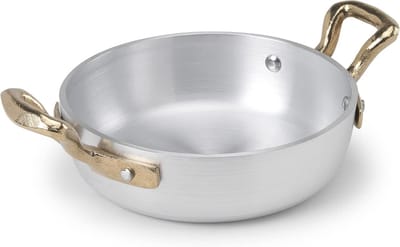 Omeletpan met 2 handvatten, diameter 12 cm, aluminium, zilver, 12 x 12 x 3,5 cm