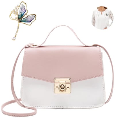 NTH products- Crossbody Bag Mini - Schoudertas voor Meisjes - Handtas Dames - Handtas voor Kinderen - Roze/witte Kleur - 19 x 4 x 13 cm