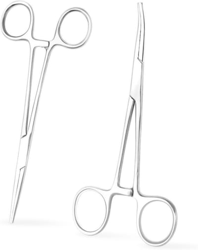 Zelfvergrendelende tang voor piercings en oorbellen - Set van 2 stuks 14 cm - Roestvrijstalen tang voor knutselen en solderen - Veterinair gereedschap