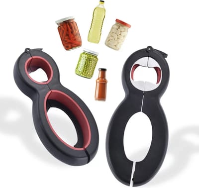 Multifunctionele Opener - 6-in-1 Keuken Hulp - Fles Opener - Bier Opener - Pot Opener - Zak Opener - Veiligheidszegels Verwijderen - Doppen Losdraaien - Allesopener - IXEN