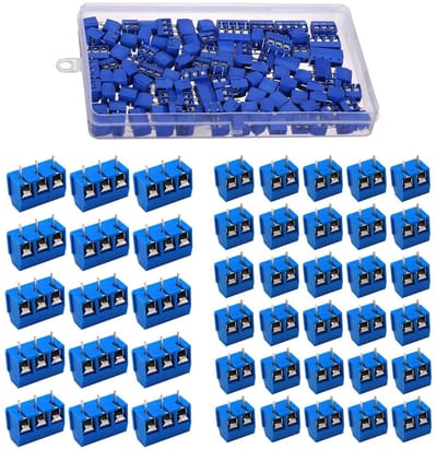 150 Stuks Blauwe 2/3 Pin PCB Mount Schroeven, 5mm Terminal Blok en Schroefklem Connector met Gele Schroevendraaier voor Arduino Projecten en Elektronica