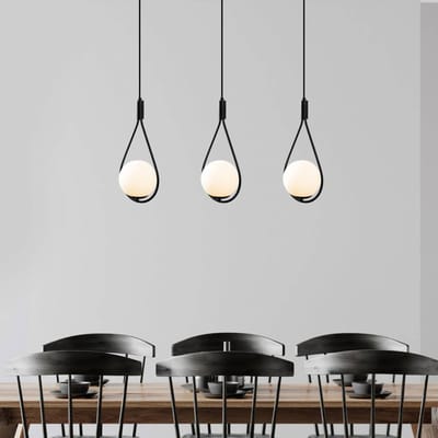 Opviq Hanglamp GMN-00009 3-lamps zwart/opaal glas