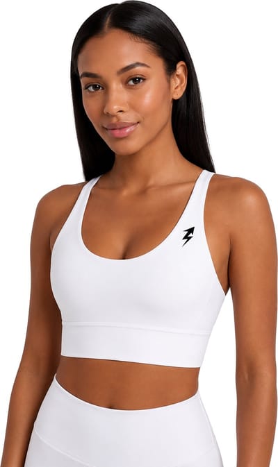 SparkNine Elevate sport-bh - S - wit - gekruiste rug - push-up effect - stevige ondersteuning - met uitneembare pads