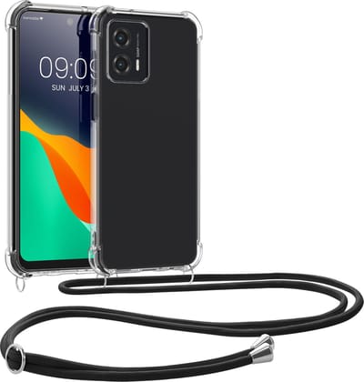 kwmobile telefoonhoesje geschikt voor Motorola Moto G53 5G - Hoesje met telefoonkoord - Back cover in transparant / zwart