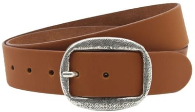 Damesriem cognac - 4cm breed fantasiegesp - Leer - Jeans riem - Casual chique - Maat 95