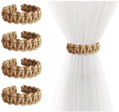 Unyqoos® Gevlochten gordijnhouders van henneptouw voor boho interieurdecoratie