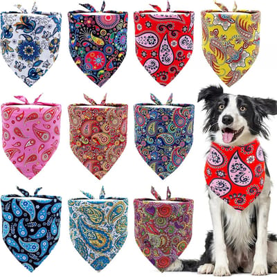 Grote Hond Bandanas - 10 Stuks Driehoek Sjaal voor Honden, Katten en Konijnen in Leuke Paisley Patroon