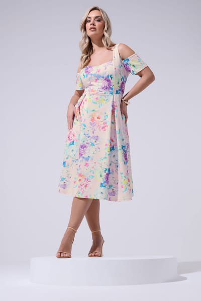 Yours London Roze Skaterjurk Met Bloemenprint Size 50