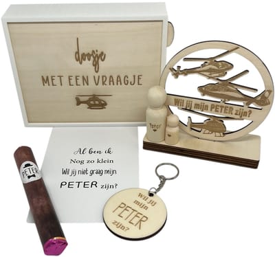 Geschenkbox wil jij mijn PETER zijn? | roze | HELIKOPTER | liefste peter | peter vragen | meter worden | peetoom vragen | peetoom worden | cadeau | geschenkdoos | giftbox