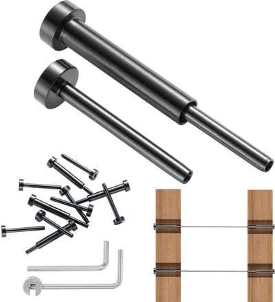 40-Pack Onzichtbare Kabelreling Set, T316 Roestvrij Staal 3,2 mm Ontvanger En Persboutuiteinden voor Houten/metalen Palen, Kabelreling Hardware, Zwart