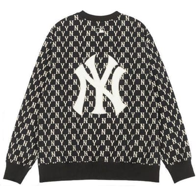MLB New York Yankees All Over Logo Crewneck Sweatshirt Unisex sweatshirt Zwart 3AMTM0221-50BKS S gray