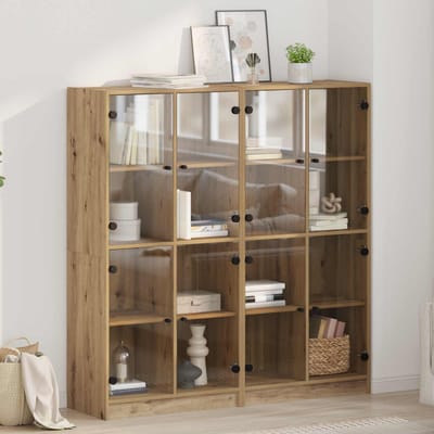 vidaXL Highboard 2 st Artisan Eiken 68 x 37 x 142 cm Bewerkt hout