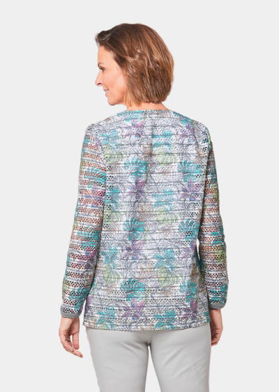 Huidvriendelijke shirt-set - grijsgroen / rosé / gedess. - Gr. 19 van Goldner Fashion