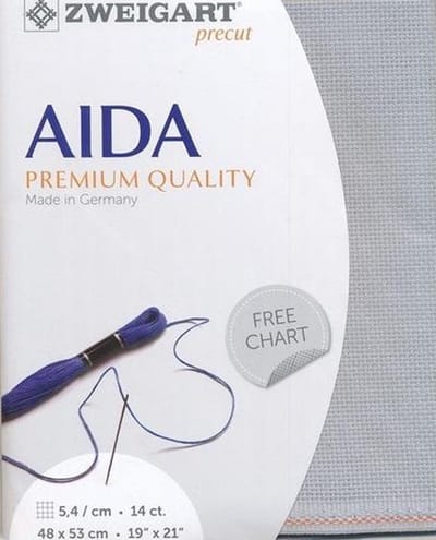 Borduurstof Aida 5,4 zilvergrijs 48x53 cm - Zweigart