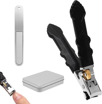 Complete Nagelknipper Set met Vijl en Veiligheids-Gear Lock, Ideaal voor Senioren en Reizen, Inclusief Vingernagel- en Voetnagelknipper in IJzeren Etui
