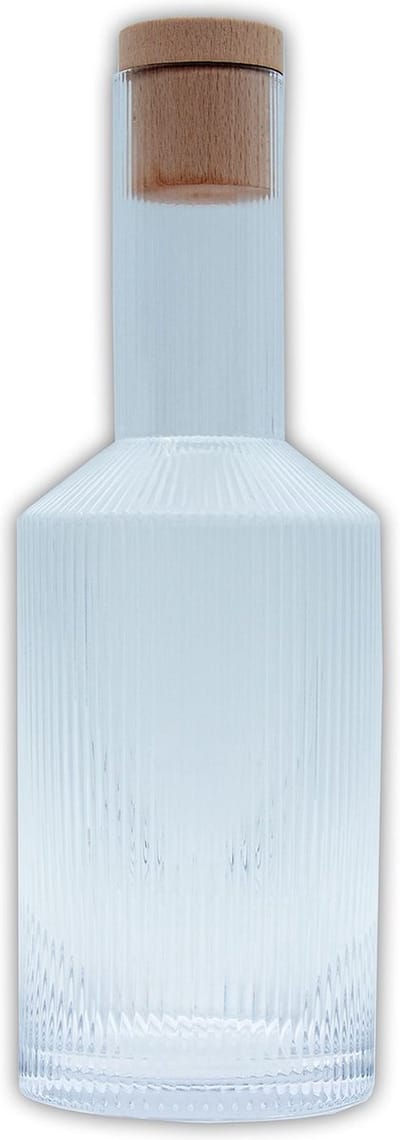 Intirilife glazen karaf met gouden rand en kurk - 1,7 liter inhoud - Kristallen kannenkaraf voor water ijsthee wijn sap