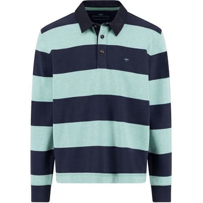 Fynch-Hatton Trui Sweat Rugby Striped Polo Collar Fern / male