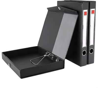 A4 Box Files met Document Clip, 3 Stuks, 45mm Rug, Magnetische Sluiting, Documentenopslag voor Kantoor en School