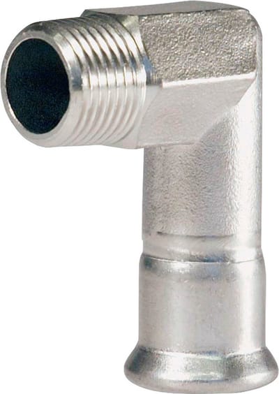 Bonfix Pressfittingen RVS 316L Kniekoppeling 90� 3/4 x 15 - conische buitendraad (R) x press || (m-profiel)