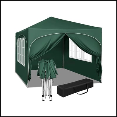 Opvouwbare Tuinluifel - 3x3m - Waterafstotend en UV-bestendig - In Hoogte Verstelbaar met 4 Zijwanden - Stevig en Praktisch voor Kamperen en Picknick