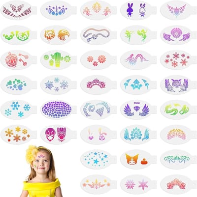 36 Stuks Gezichtsverf Sjablonen - Herbruikbare Templates voor Kinderen, Feestjes, Halloween en Carnaval