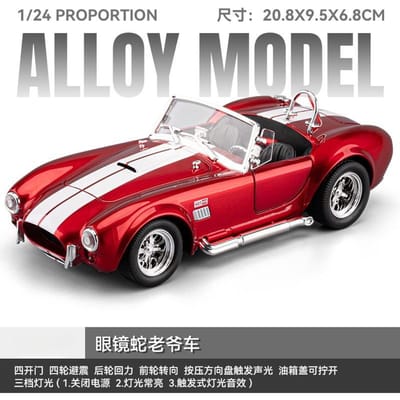 1:24 Shelby Cobra 427 Sc Sportwagen Legering Diecast Modelauto Geluid & Licht Kind Kinder Speelgoed Cadeau Voor Jongen Verzamelen Hobby