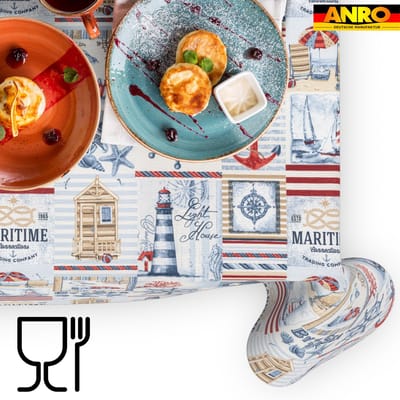 ANRO Tafelkleed Maritiem Rood 140cm x 20m Rechte rand Afwasbaar Waterafstotend Binnen & Buiten