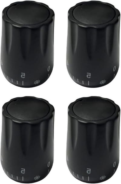 Verwarmingsventiel Handwiel - Thermostaat Knop - Temperatuur Regelen - Lekvrije Draad - 4 stuks - Zwart