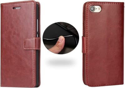 Hoesje geschikt voor Apple iPhone 7 - Kunstleren Portemonnee Hoesje Bruin - Kunstlederen Wallet Case TPU - Book Case - Flip Cover - Klap - 360 beschermend Telefoonhoesje