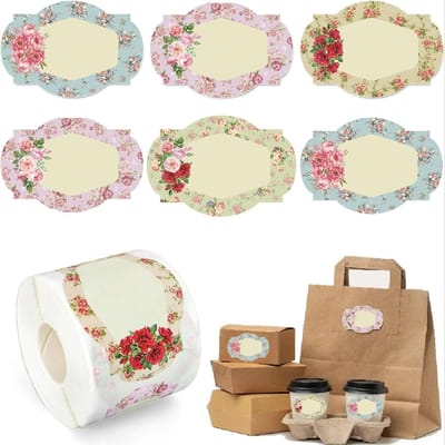 250 Stuks Bloemen Naamlabels Keuken Blanco Handgeschreven Datumstickers Koelkast Vriezer Voedselopslag Kleine Bedrijven 3*5Cm beige