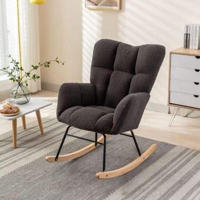 Schommelstoel Teddy - Lounge stoel - Ontspannen Zitten - Gewatteerde Zitting - 80 cm Hoog - Donkergrijs