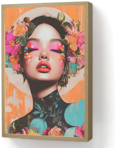 Wandlamp 40x60 cm - Oplaadbaar - Portret - Vrouw - Abstract - Bloemen - Wandlampen binnen woonkamer - Slaapkamer lamp - Decoratieve nachtlamp - Vloerlamp draadloos