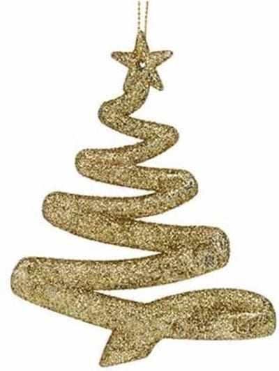 Hanger - kerstboom - glitter goud - 9,5H12cm