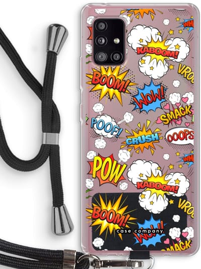 Case Company® - Hoesje met koord geschikt voor Samsung Galaxy A51 5G hoesje met Koord - Pow Smack - Telefoonhoesje met Zwart Koord - Bescherming aan alle Kanten en Over de Schermrand