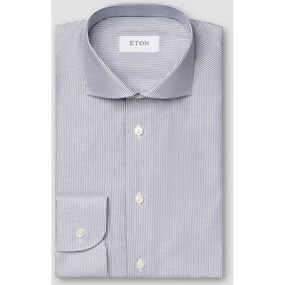 Eton Overhemd Signature Oxford Stripe Basketweave Texture Navy / male
