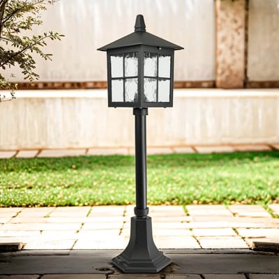 Licht-Erlebnisse - Baarle - Staande lamp - IP43 - E27 - van - Gegoten aluminium glas - in - Zwart