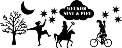 Uitbreidingsset 1 raamsticker sinterklaas Herbruikbaar statisch zwart | Rosami