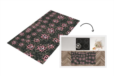 Keukenloper - Loper keuken - Panterprint - Roze - Grijs - Patronen - 120x60 cm - Keukenloper vinyl