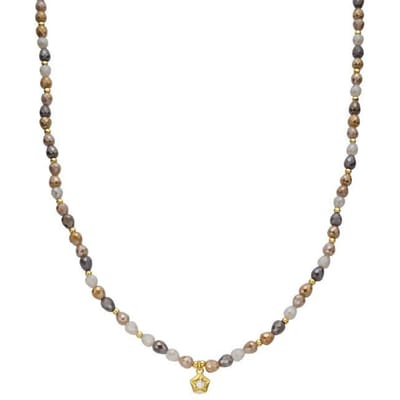 Luxenter Ketting van bruin glas met 18-karaats geelgouden afwerking - Likdu