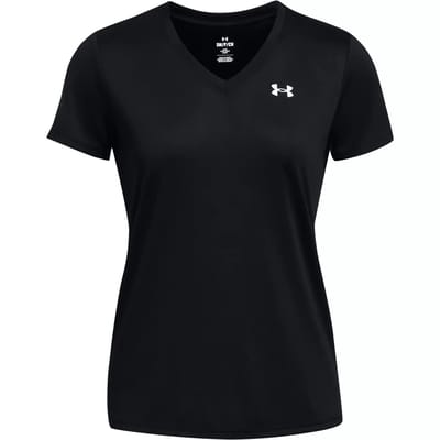 Under Armour Tech SSV- Solid-BLK Dames Sportshirt - Zwart - Wit