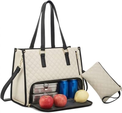 15.6 Inch Dames Thermische Tas met Voedselcompartiment - 2-in-1 Lunchtas voor Kantoor, Reizen en Picknicks